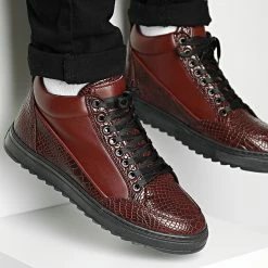 Promo 🧨 Baskets SHRT 101B Croco Bordeaux de Classic Series ⭐