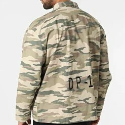 Budget ⌛ Chemise Manches Longues Zippée Camouflage Boxy Canvas Vert Kaki Beige de Classic Series 🎁 -Classic Series Soldes classic series 300857 AW21 060 DESERT CAMO 20220203T160924 04