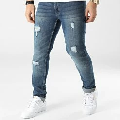 Le moins cher 🤩 Jean Slim Mr Red Destroy Bleu Denim de Classic Series 😉