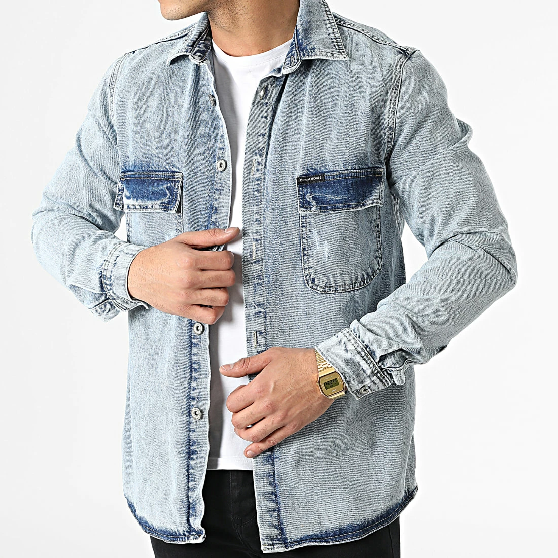 Sortie 🧨 Surchemise Jean DHG-3710 Bleu Denim de Classic Series 🥰 3 Sortie 🧨 Surchemise Jean DHG-3710 Bleu Denim de Classic Series 🥰