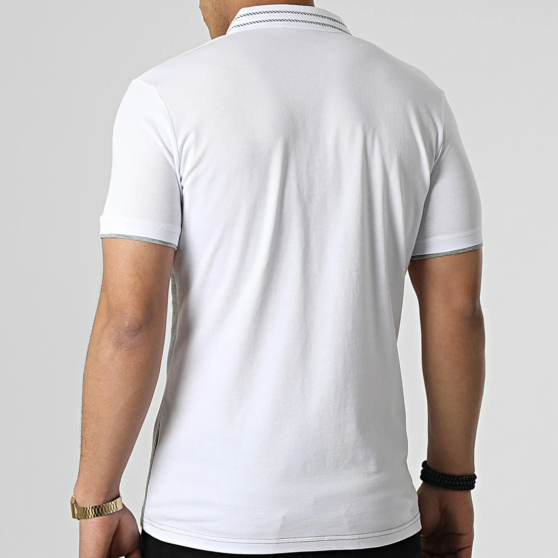 Bon marché 😀 Polo Manches Courtes 20237 Gris Chiné Blanc de Classic Series 😉 6 Bon marché 😀 Polo Manches Courtes 20237 Gris Chiné Blanc de Classic Series 😉 – Image 4