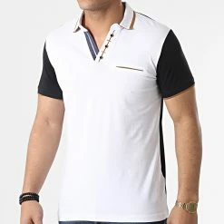 Grosses soldes 🤩 Polo Manches Courtes 20285 Blanc Noir de Classic Series 🛒