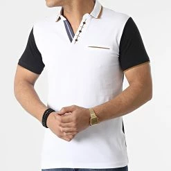 Grosses soldes 🤩 Polo Manches Courtes 20285 Blanc Noir de Classic Series 🛒 -Classic Series Soldes classic series 307339 20285 WHITE 20220304T145324 03
