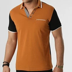 Meilleure affaire 🤩 Polo Manches Courtes 20285 Camel Noir de Classic Series 🤩