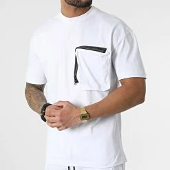 Meilleure affaire ✔️ Ensemble Tee 👕 Shirt A Poche Poitrine Et Short Jogging G22-632 Blanc de Classic Series 🔥 -Classic Series Soldes classic series 308358 G22 632T BEYAZ 20220310T155104 03