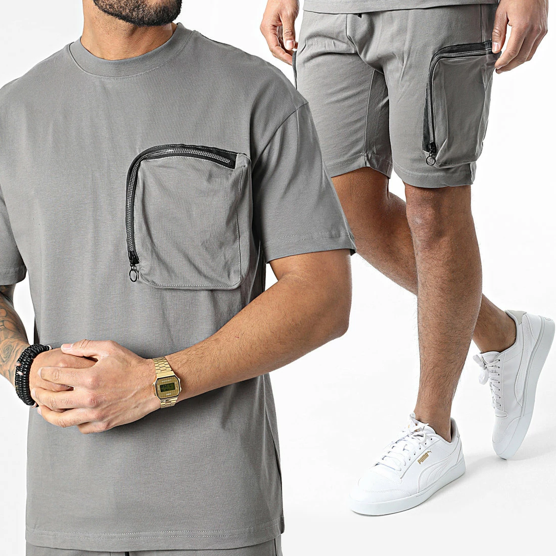 Top 10 ✨ Ensemble Tee 👕 Shirt A Poche Poitrine Et Short Jogging G22-632 Gris de Classic Series 🔔 3 Top 10 ✨ Ensemble Tee 👕 Shirt A Poche Poitrine Et Short Jogging G22-632 Gris de Classic Series 🔔