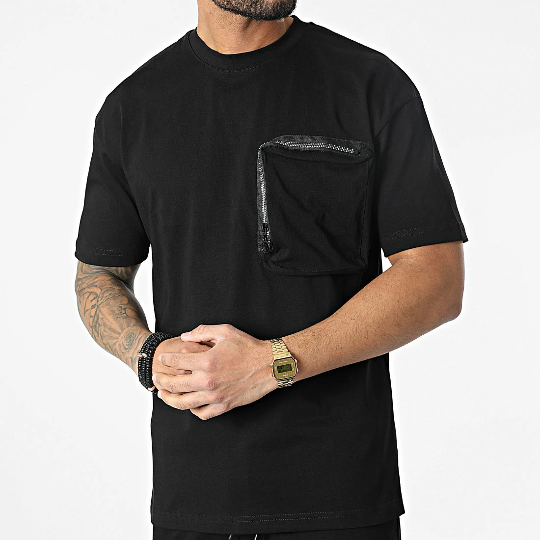 De gros 🧨 Ensemble Tee 👚 Shirt A Poche Poitrine Et Short Jogging G22-632 Noir de Classic Series 🤩 5 De gros 🧨 Ensemble Tee 👚 Shirt A Poche Poitrine Et Short Jogging G22-632 Noir de Classic Series 🤩 – Image 3