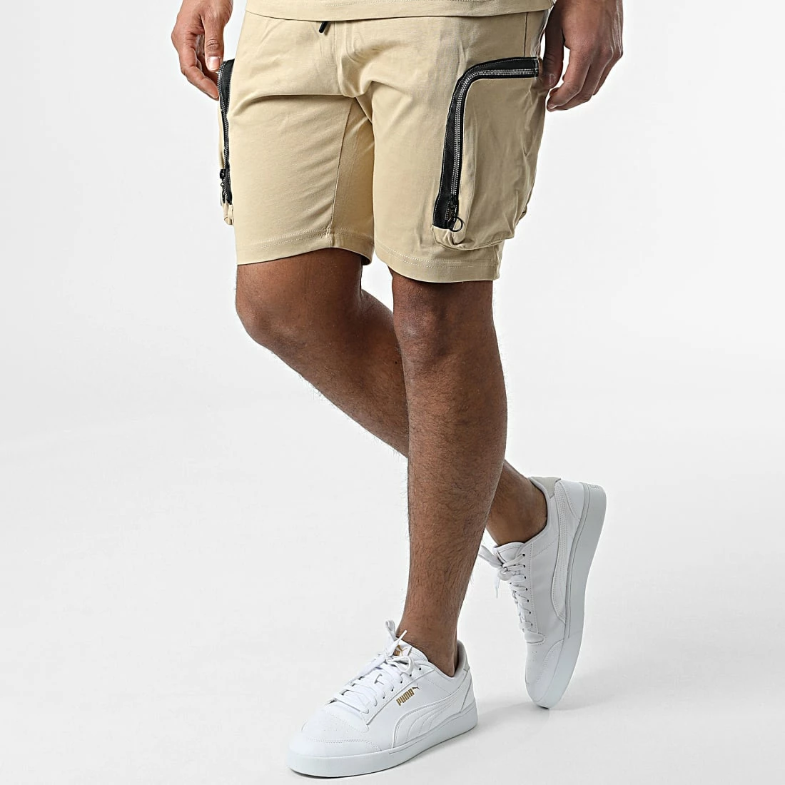 Grosses soldes 👏 Ensemble Tee 👕 Shirt A Poche Poitrine Et Short Jogging G22-632 Beige de Classic Series 👍 6 Grosses soldes 👏 Ensemble Tee 👕 Shirt A Poche Poitrine Et Short Jogging G22-632 Beige de Classic Series 👍 – Image 4