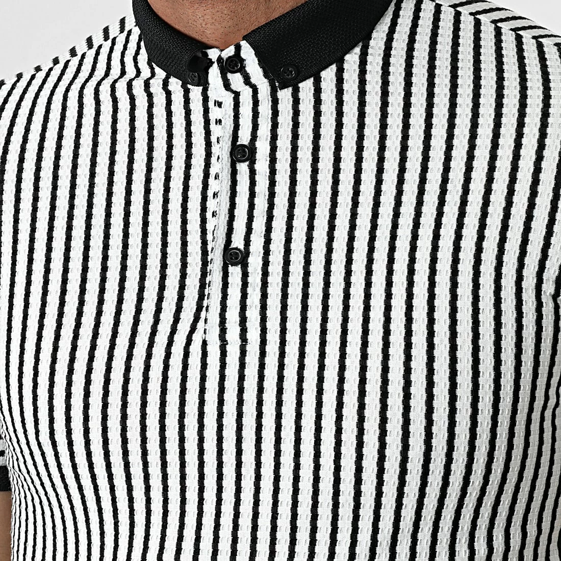 Promo 😉 Polo A Manches Courtes 1750 Blanc Noir de Classic Series 😍 4 Promo 😉 Polo A Manches Courtes 1750 Blanc Noir de Classic Series 😍 – Image 2