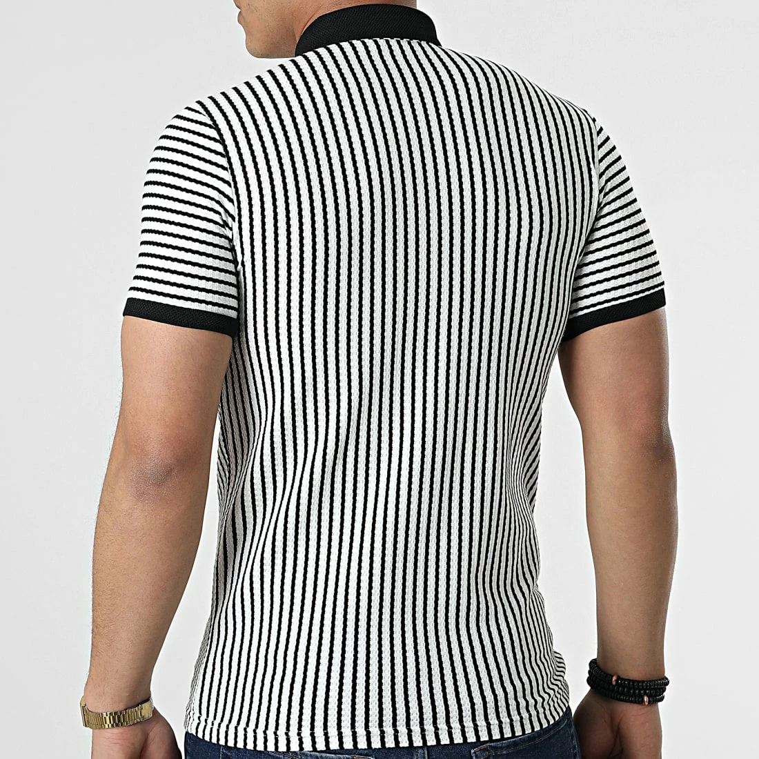 Promo 😉 Polo A Manches Courtes 1750 Blanc Noir de Classic Series 😍 6 Promo 😉 Polo A Manches Courtes 1750 Blanc Noir de Classic Series 😍 – Image 4