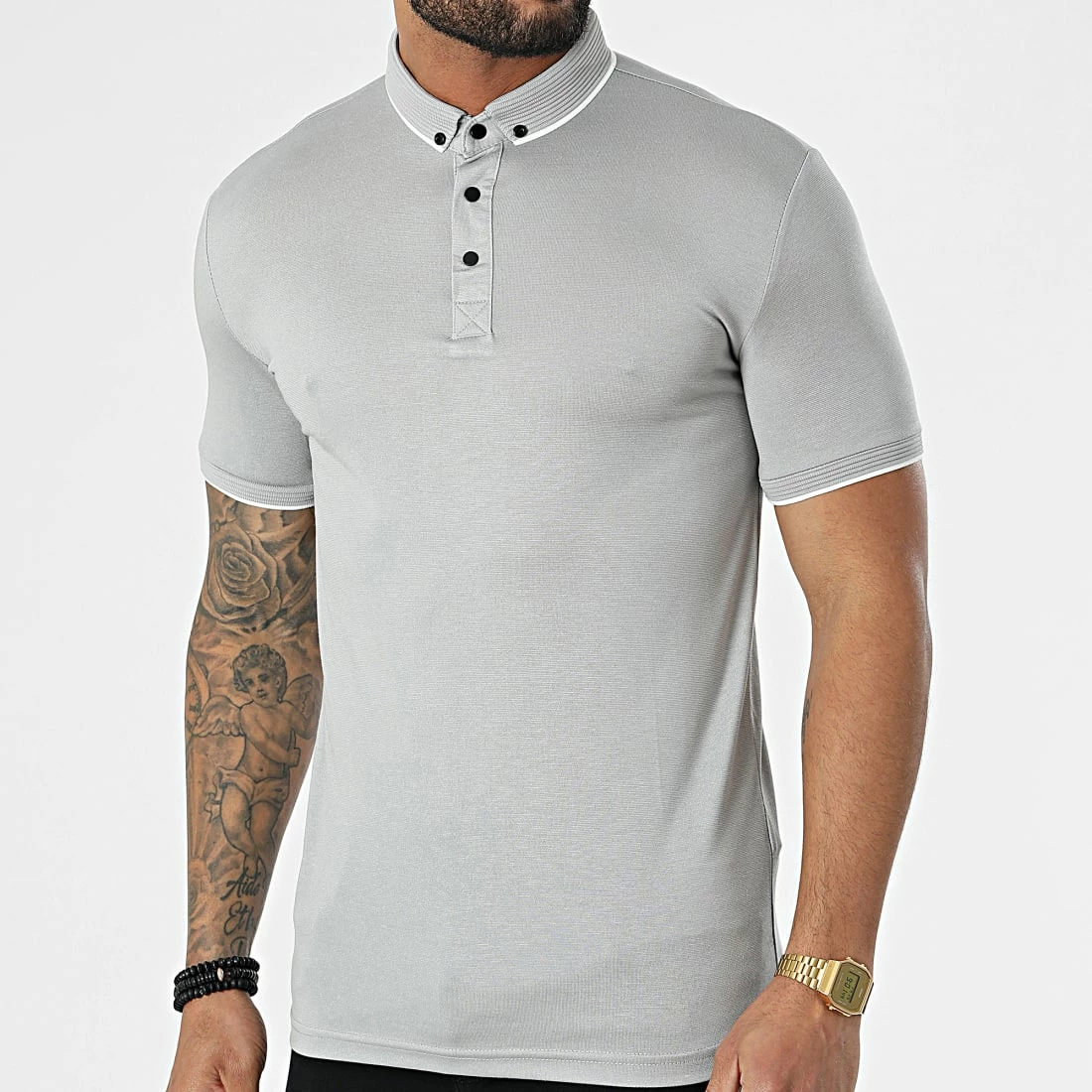 Sortie 🎉 Polo A Manches Courtes 1723 Gris de Classic Series ⭐ 3 Sortie 🎉 Polo A Manches Courtes 1723 Gris de Classic Series ⭐