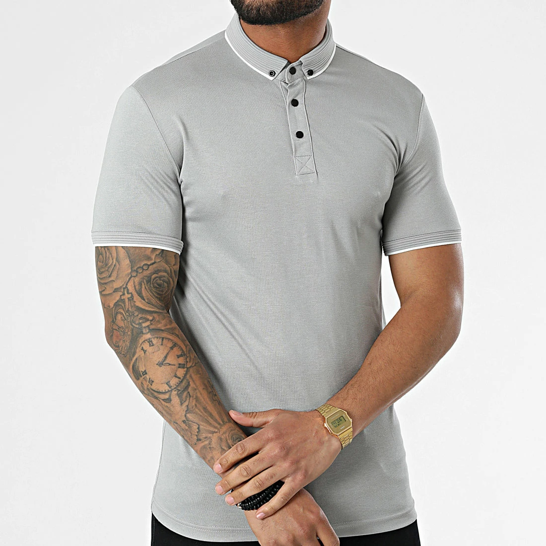 Sortie 🎉 Polo A Manches Courtes 1723 Gris de Classic Series ⭐ 5 Sortie 🎉 Polo A Manches Courtes 1723 Gris de Classic Series ⭐ – Image 3