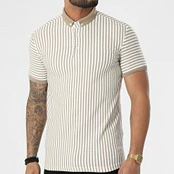 Le moins cher 🥰 Polo A Manches Courtes 1750 Blanc Beige de Classic Series 🤩