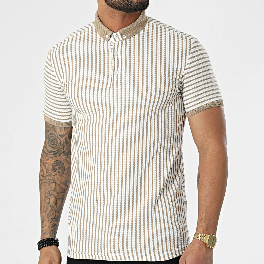 Le moins cher 🥰 Polo A Manches Courtes 1750 Blanc Beige de Classic Series 🤩 3 Le moins cher 🥰 Polo A Manches Courtes 1750 Blanc Beige de Classic Series 🤩