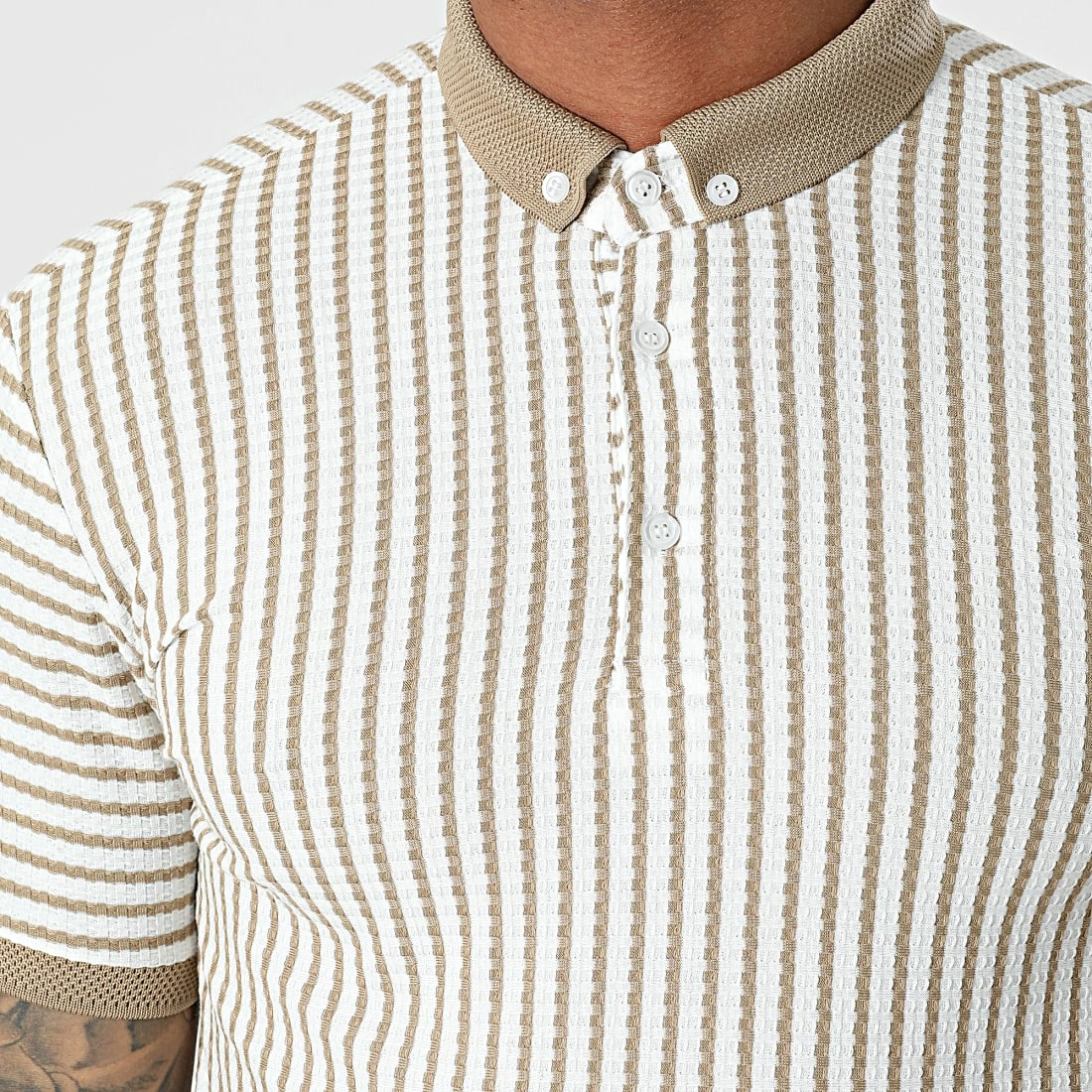 Le moins cher 🥰 Polo A Manches Courtes 1750 Blanc Beige de Classic Series 🤩 4 Le moins cher 🥰 Polo A Manches Courtes 1750 Blanc Beige de Classic Series 🤩 – Image 2