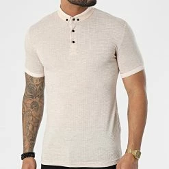 Meilleure vente 😍 Polo A Manches Courtes 1095 Beige Chiné de Classic Series 😍