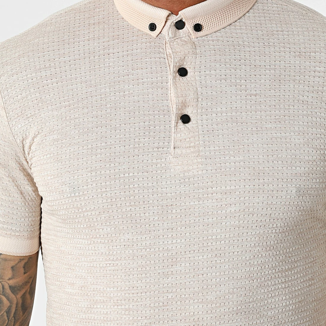 Meilleure vente 😍 Polo A Manches Courtes 1095 Beige Chiné de Classic Series 😍 4 Meilleure vente 😍 Polo A Manches Courtes 1095 Beige Chiné de Classic Series 😍 – Image 2