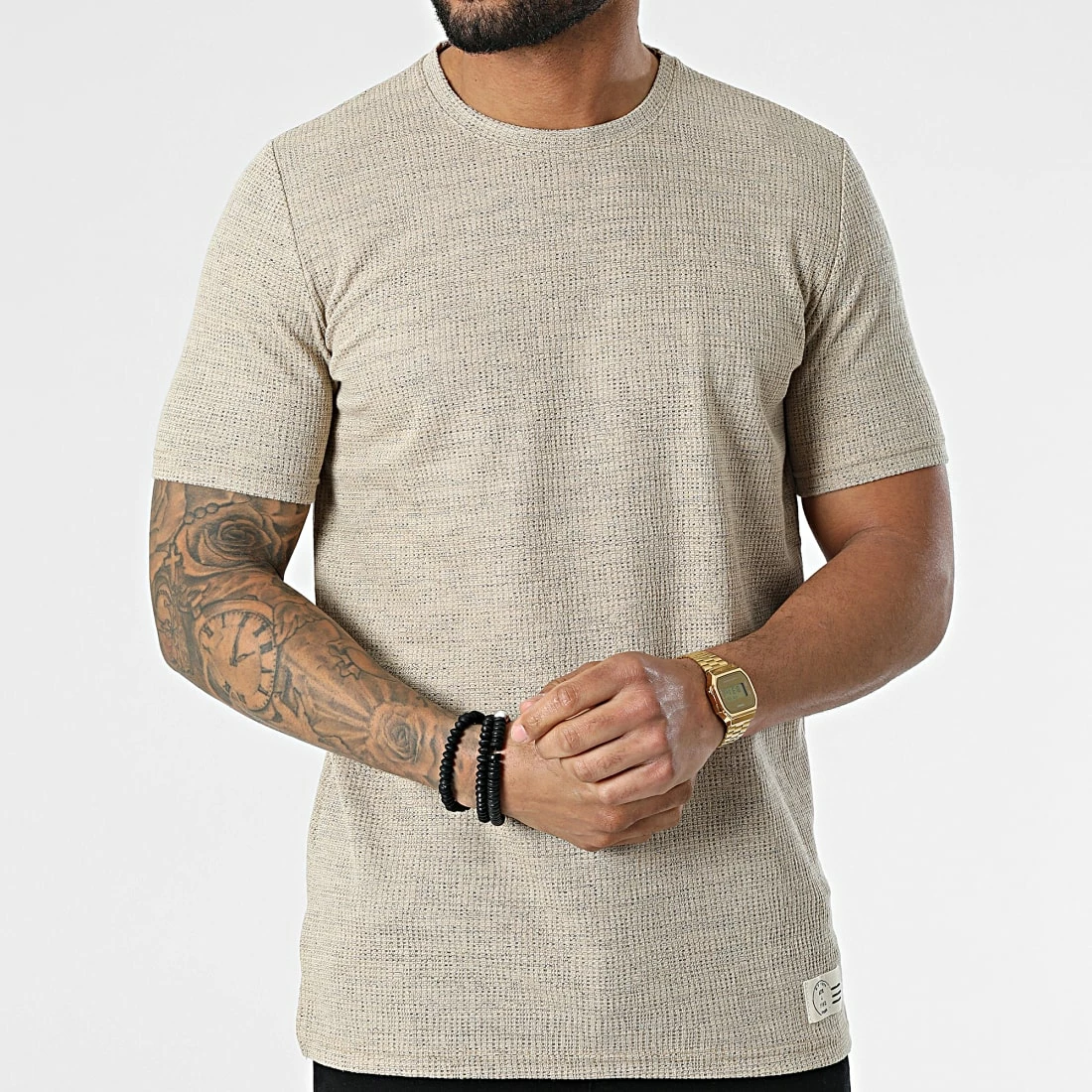 Meilleur prix ✨ Tee 👚 Shirt 1258 Beige Chiné de Classic Series ✔️ 5 Meilleur prix ✨ Tee 👚 Shirt 1258 Beige Chiné de Classic Series ✔️ – Image 3