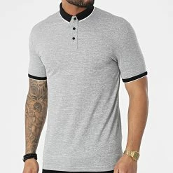 Nouveau ⌛ Polo A Manches Courtes 1713 Gris Chiné de Classic Series ✔️