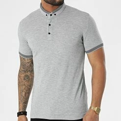 Le moins cher 👏 Polo A Manches Courtes 1095 Gris Chiné de Classic Series ❤️