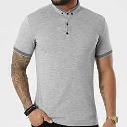 Le moins cher 👏 Polo A Manches Courtes 1095 Gris Chiné de Classic Series ❤️ -Classic Series Soldes classic series 309298 ERS 1095 GRI MELANJ 20220317T153500 03