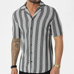 Meilleure vente 🌟 Chemise A Manches Courtes 1661 Gris Anthracite Chiné de Classic Series 🌟