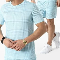 Vente flash 🔔 Ensemble Tee 👕 Shirt Et Short Jogging CH10 Bleu Clair de Classic Series 😍