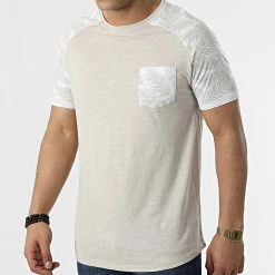 Coupon ✨ Tee 👚 Shirt Poche H16022 Beige Chiné de Classic Series ⭐