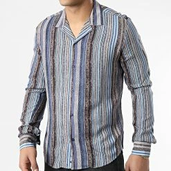 De gros ⭐ Chemise Manches Longues G-9035 Gris Bleu de Classic Series 🥰