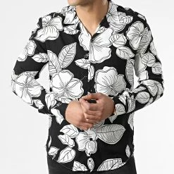 Vente flash 🔔 Chemise Manches Longues G-9032 Noir Blanc de Classic Series 😉 -Classic Series Soldes classic series 310610 G 9032 WHITE BLACK 20220328T162051 03