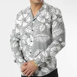 Sortie 🌟 Chemise Manches Longues G-9032 Gris Blanc de Classic Series 💯 -Classic Series Soldes classic series 310615 G 9032 WHITE GREY 20220329T162542 03