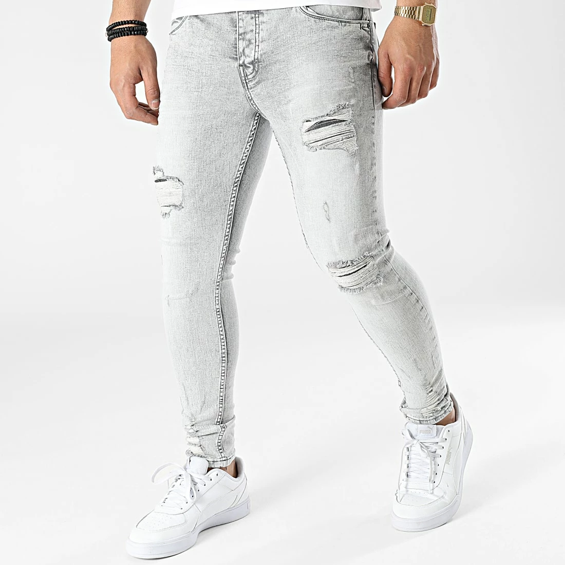 Meilleure vente ❤️ Jean Skinny DHZ-3750-2 Gris Clair de Classic Series ✨ 3 Meilleure vente ❤️ Jean Skinny DHZ-3750-2 Gris Clair de Classic Series ✨
