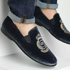 Vente flash 🛒 Mocassins 510 Bleu Marine Doré de Classic Series 🎁