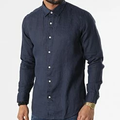 Meilleure affaire ⌛ Chemise A Manches Longues 7631 Bleu Marine de Classic Series ❤️