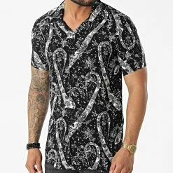 Budget 🎁 Chemise A Manches Courtes PP006 Noir Bandana de Classic Series 🎁