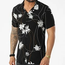 Bon marché 💯 Chemise A Manches Courtes PP003 Noir Floral de Classic Series ✨