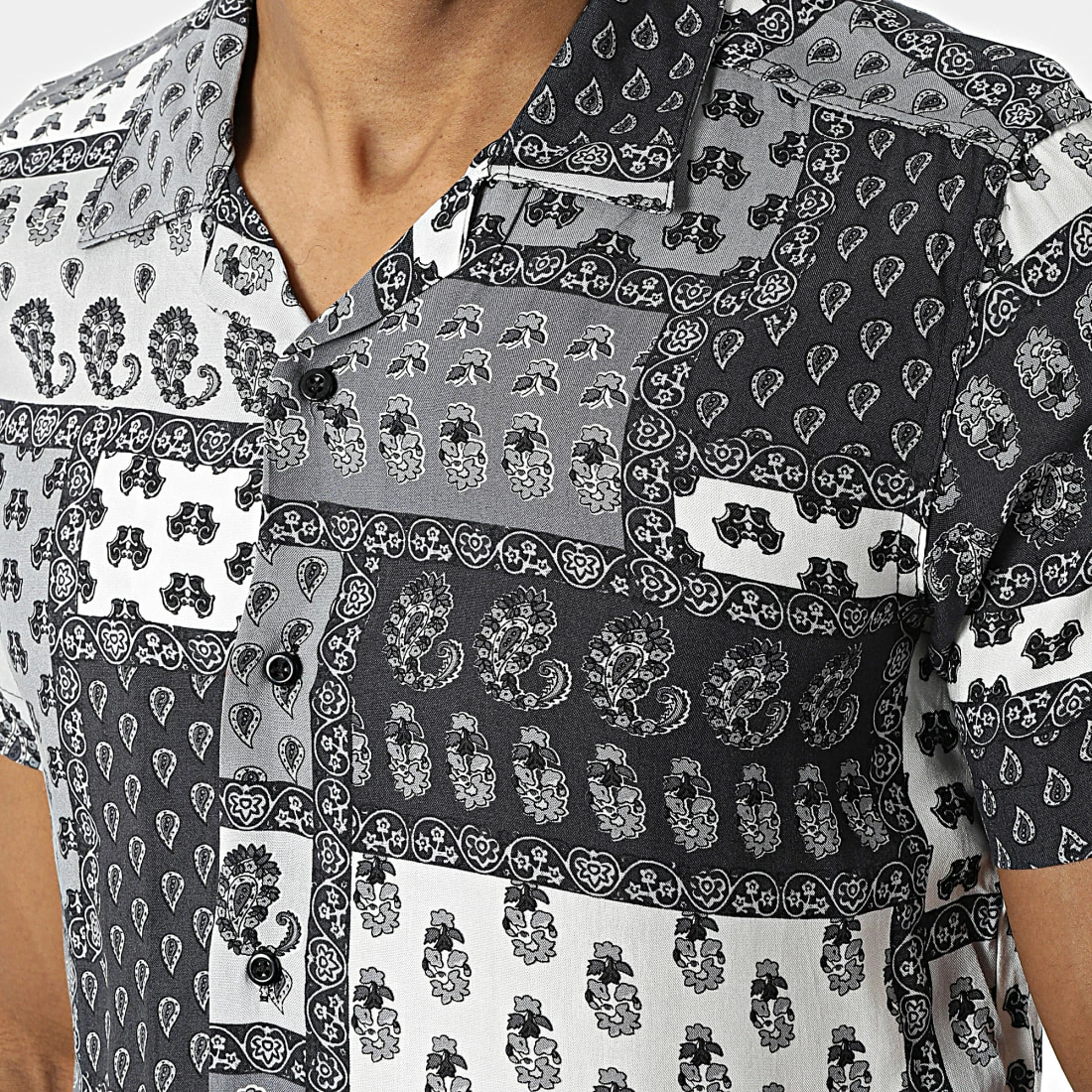 Sortie 🎁 Chemise A Manches Courtes PP011 Gris Bandana de Classic Series ✨ 4 Sortie 🎁 Chemise A Manches Courtes PP011 Gris Bandana de Classic Series ✨ – Image 2