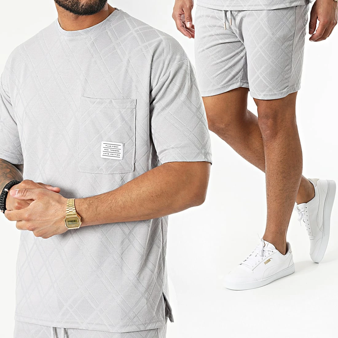 Budget 👍 Ensemble Tee 👕 Shirt Oversize A Poche Poitrine Et Short Jogging PP6001-6002 Gris de Classic Series 🤩 3 Budget 👍 Ensemble Tee 👕 Shirt Oversize A Poche Poitrine Et Short Jogging PP6001-6002 Gris de Classic Series 🤩