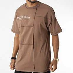 Offres 🎁 Tee 👕 Shirt Oversize Large 22-Y261 Marron de Classic Series 🛒