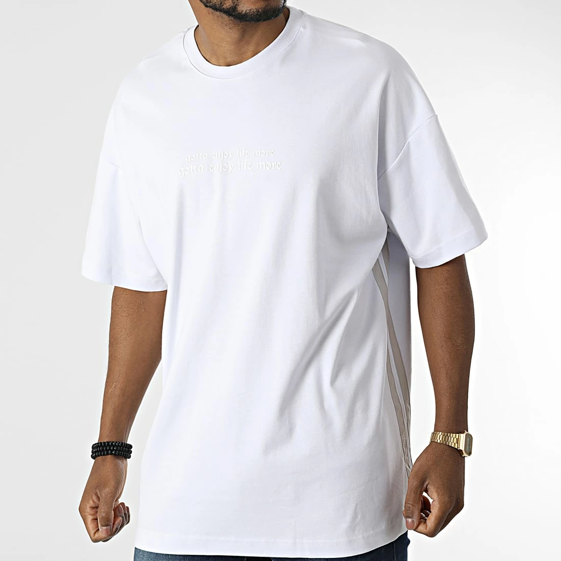 Bon marché 🧨 Tee 👕 Shirt Oversize Large A Bandes 22-Y148 Blanc de Classic Series 🧨 3 Bon marché 🧨 Tee 👕 Shirt Oversize Large A Bandes 22-Y148 Blanc de Classic Series 🧨