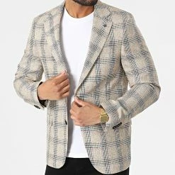 Nouveau 🔥 Veste Blazer A Carreaux 11587 Beige Chiné de Classic Series 👏