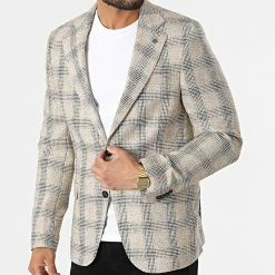 Nouveau 🔥 Veste Blazer A Carreaux 11587 Beige Chiné de Classic Series 👏 8 Nouveau 🔥 Veste Blazer A Carreaux 11587 Beige Chiné de Classic Series 👏 -Classic Series Soldes classic series 318188 11587 4 20220510T155833 03