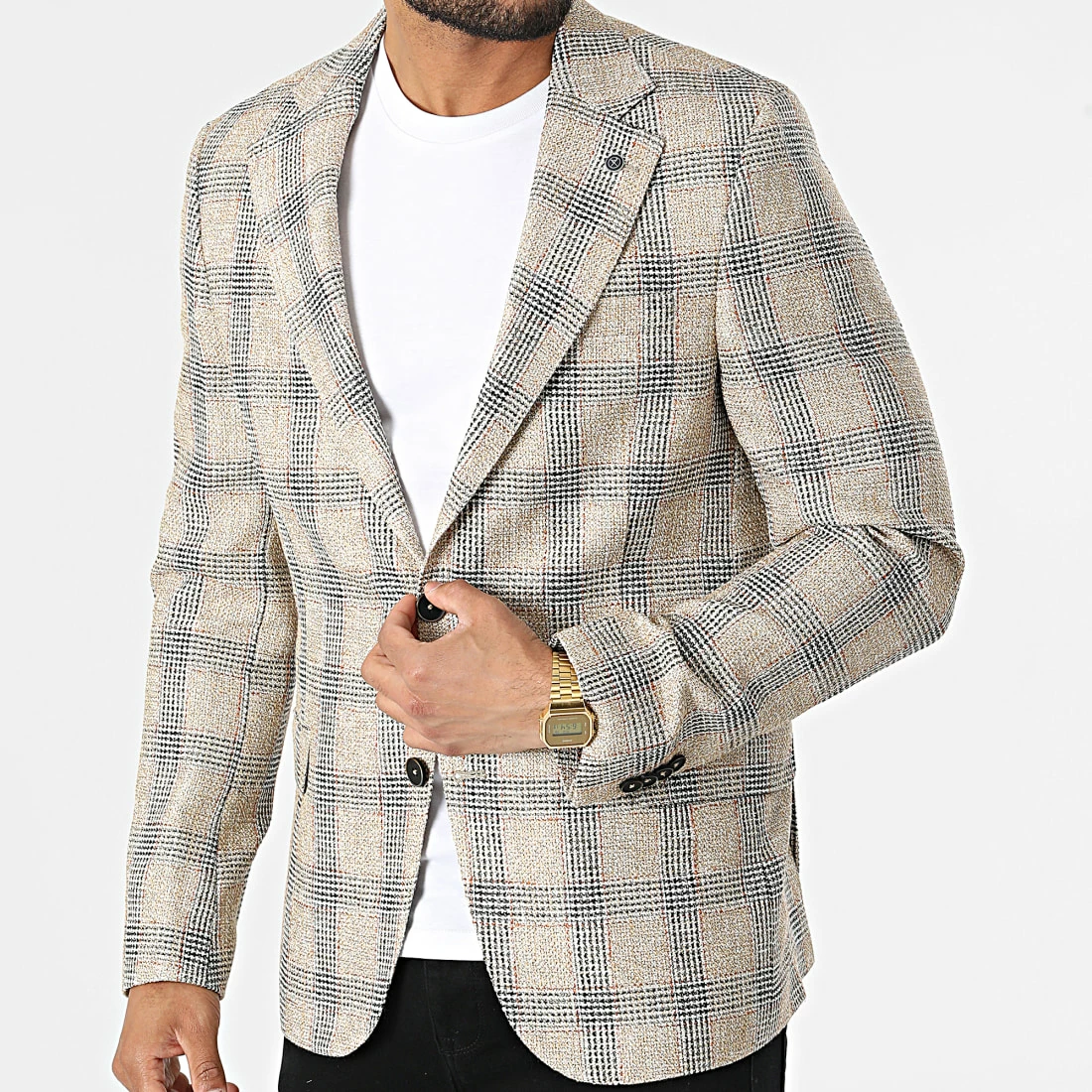 Nouveau 🔥 Veste Blazer A Carreaux 11587 Beige Chiné de Classic Series 👏 5 Nouveau 🔥 Veste Blazer A Carreaux 11587 Beige Chiné de Classic Series 👏 – Image 3