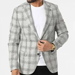 Le moins cher ⭐ Veste Blazer A Carreaux 11587 Gris Chiné de Classic Series 😀 -Classic Series Soldes classic series 318196 11587 3 20220510T155848 03