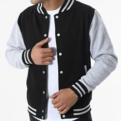 De gros ⌛ Veste Teddy JH043 Noir Gris Chiné de Classic Series 😀