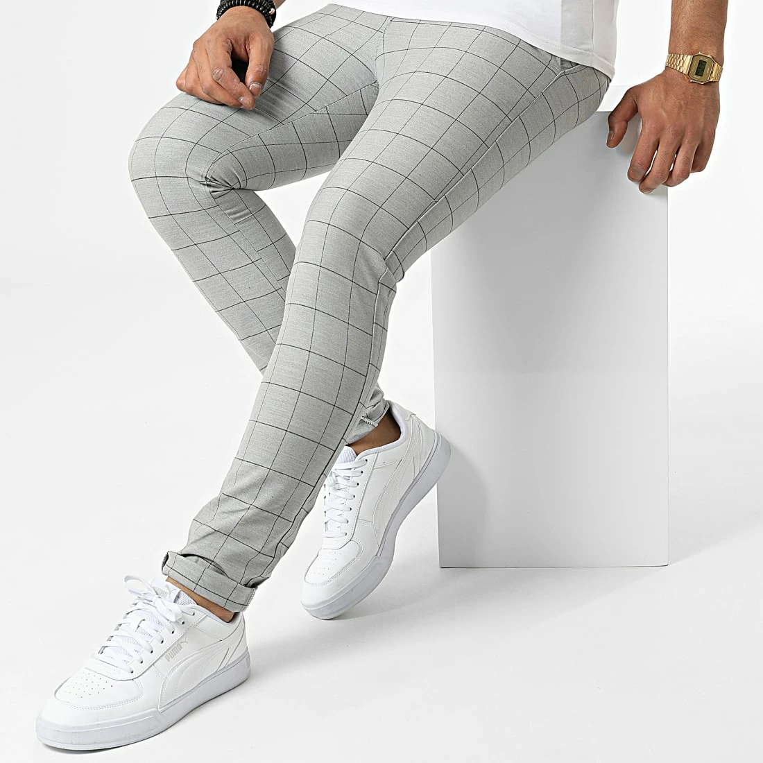 Nouveau 🎉 Pantalon Carreaux DJ2286 Gris Chiné de Classic Series 🎉 5 Nouveau 🎉 Pantalon Carreaux DJ2286 Gris Chiné de Classic Series 🎉 – Image 3