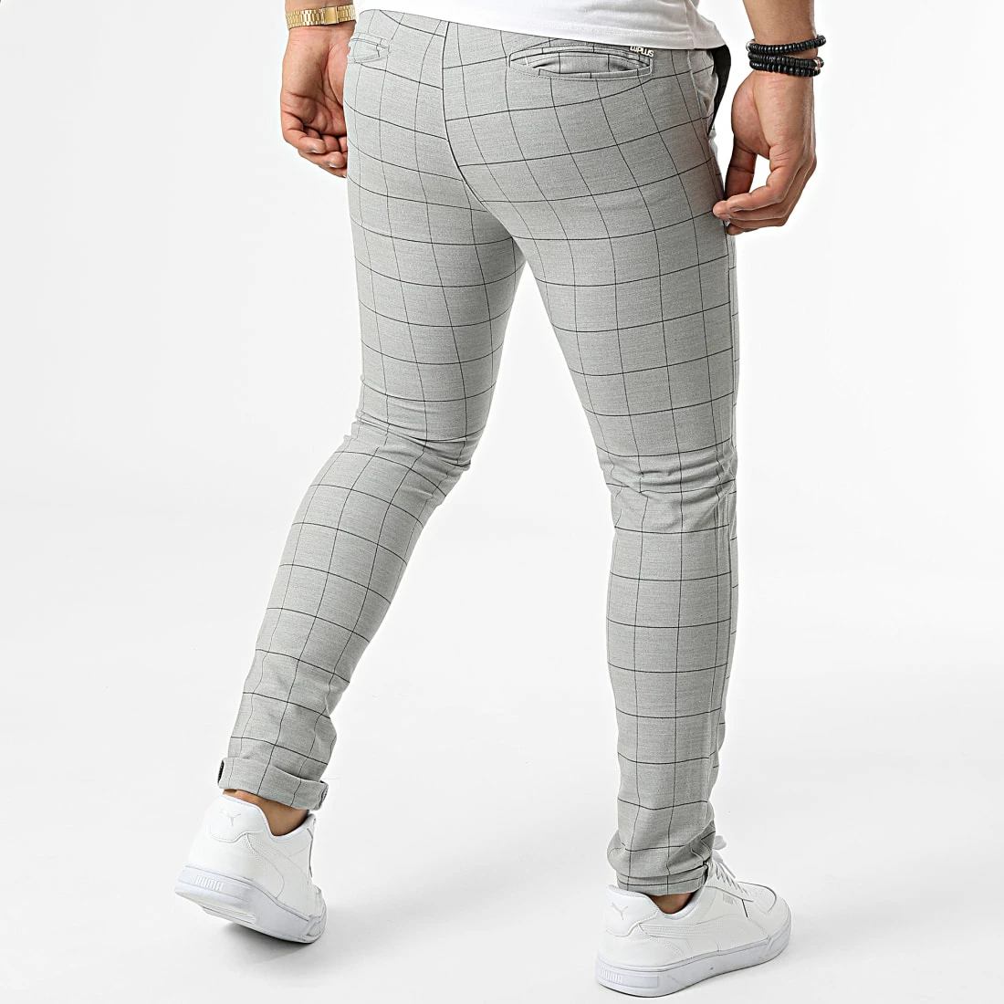 Nouveau 🎉 Pantalon Carreaux DJ2286 Gris Chiné de Classic Series 🎉 6 Nouveau 🎉 Pantalon Carreaux DJ2286 Gris Chiné de Classic Series 🎉 – Image 4