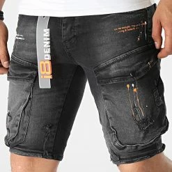 Bon marché 🧨 Short Jean 15388 Gris Anthracite de Classic Series 🌟
