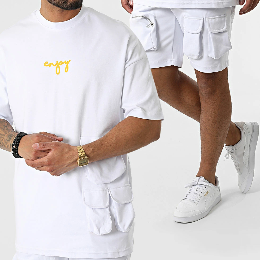 Offres ⌛ Ensemble Tee 👕 Shirt Oversize Short Jogging Y205UST Blanc de Classic Series 🤩 3 Offres ⌛ Ensemble Tee 👕 Shirt Oversize Short Jogging Y205UST Blanc de Classic Series 🤩