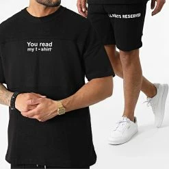 Vente flash 😀 Ensemble Tee 👚 Shirt Short Jogging Y203UST Noir de Classic Series 🌟